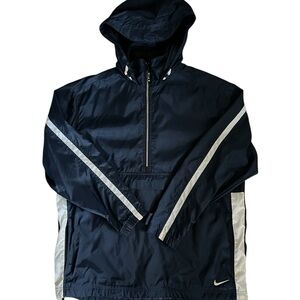 Nike Windbreaker Jacket Men's XL Vintage 90s 1/4 Zip Hooded Anorak Blue Nylon